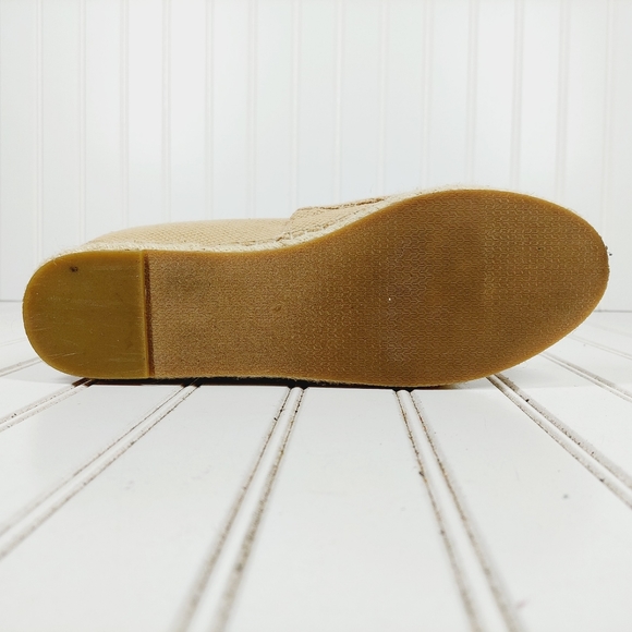 J. McLaughlin Cream Brown Canvas Leather Redding Cap Slip On Espadrille E385 - Picture 11 of 16